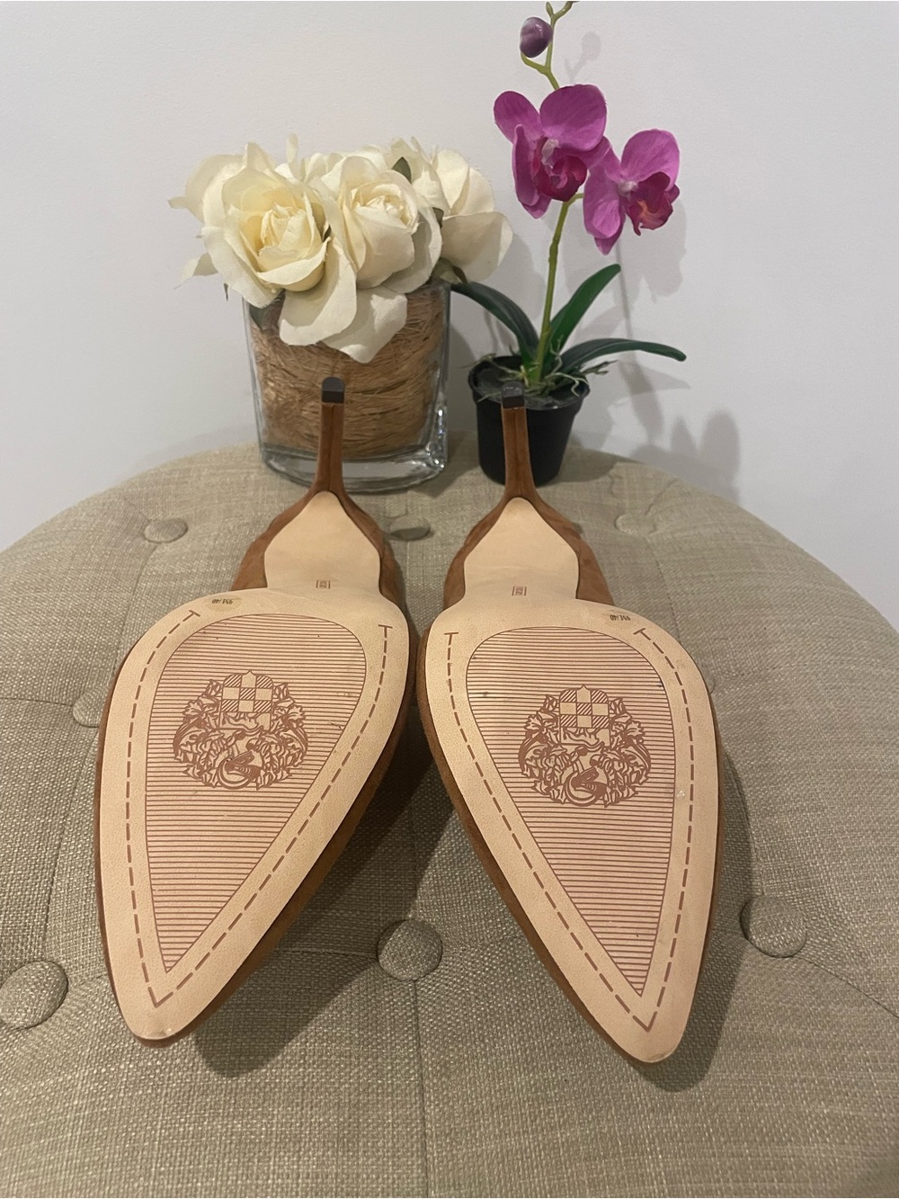 Vince Camuto Cognac Suede Pointed-Toe Mule - Size 9 - Picture 11 of 14